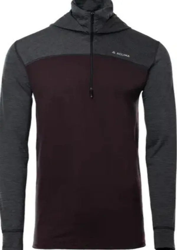Aclima LightWool 180 Hoodie M's Chocolate Plum / Marengo| Hupparit, Fleecet Ja Välipaidat