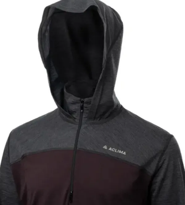 Aclima LightWool 180 Hoodie M's Chocolate Plum / Marengo| Hupparit, Fleecet Ja Välipaidat
