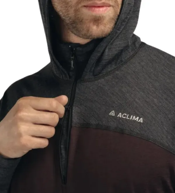 Aclima LightWool 180 Hoodie M's Chocolate Plum / Marengo| Hupparit, Fleecet Ja Välipaidat