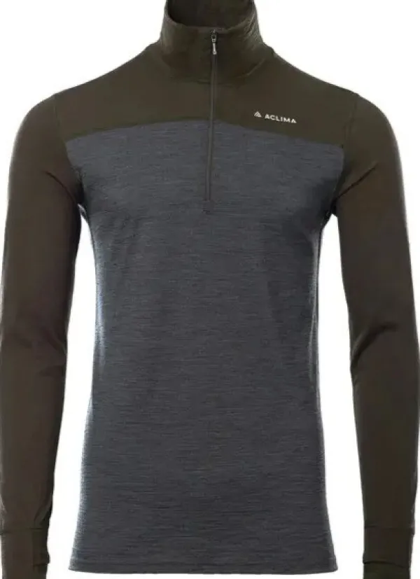 Aclima Hupparit, Fleecet Ja Välipaidat^LightWool 180 Polo w/ zip M's Tarmac / Marengo