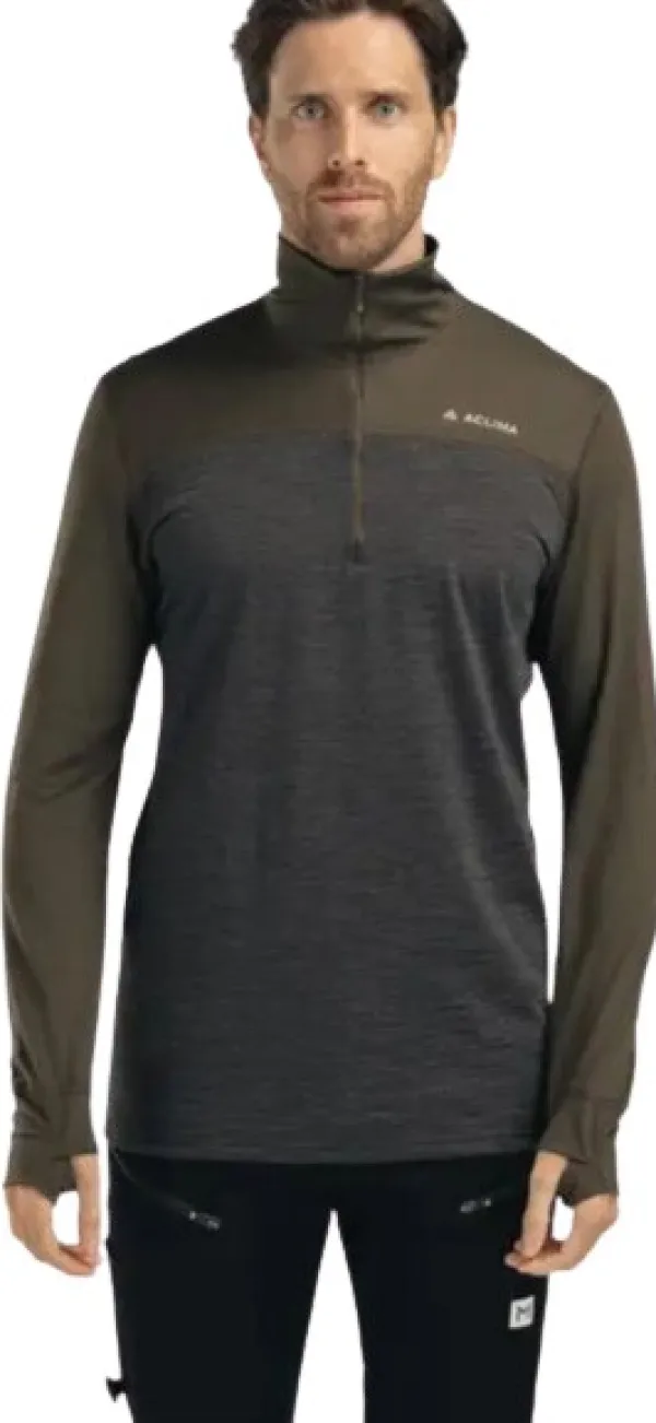 Aclima Hupparit, Fleecet Ja Välipaidat^LightWool 180 Polo w/ zip M's Tarmac / Marengo