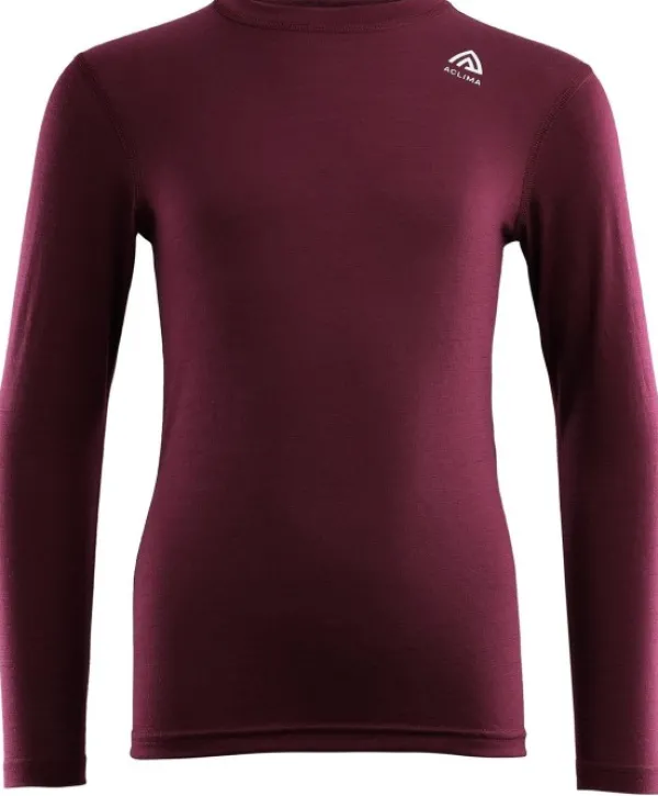 Aclima Lightwool Crewneck Junior merinopaita, Zinfandel| Lasten Alusasut Ja Kerrastot