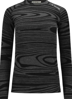 Aclima WarmWool Crewneck naisten kerrastopaita, Black Motion| Kerrastopaidat