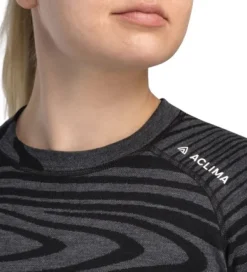 Aclima WarmWool Crewneck naisten kerrastopaita, Black Motion| Kerrastopaidat