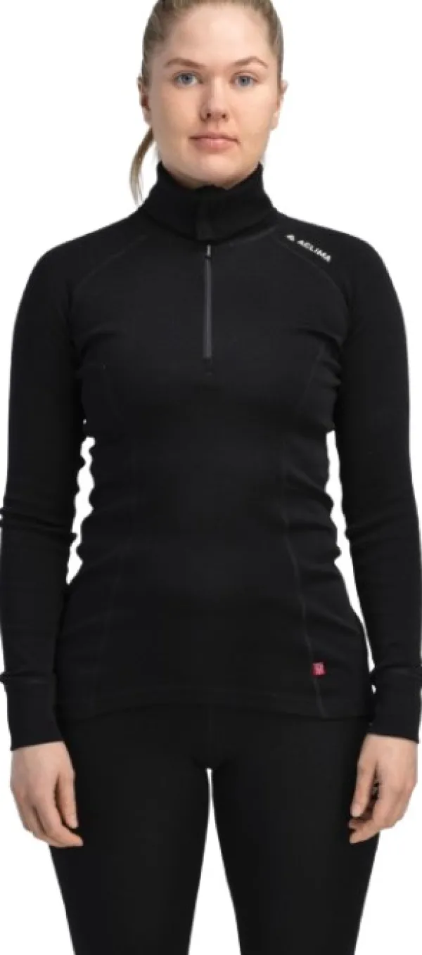 Aclima WarmWool Polo naisten kerrastopaita, Jet Black| Kerrastopaidat