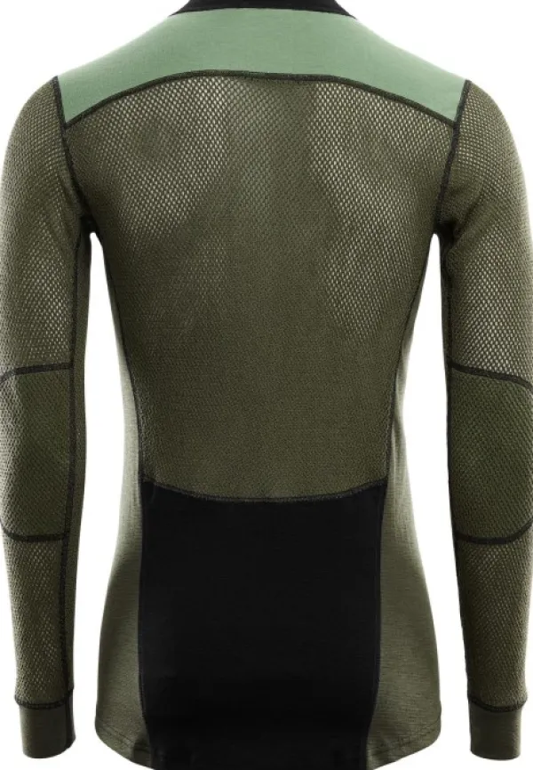 Aclima WoolNet Hybrid Crewneck villaverkkopaita, musta/vihreä| Hupparit, Fleecet Ja Välipaidat