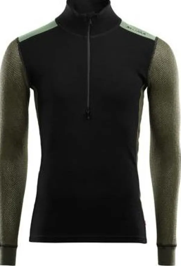 Aclima Hupparit, Fleecet Ja Välipaidat^WoolNet Hybrid Mockneck kerrastopaita, musta/vihreä