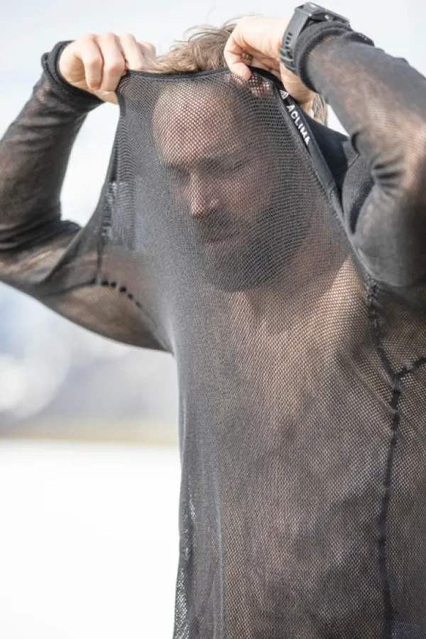 Aclima WoolNet Light Crewneck verkkoaluspaita, musta| Kerrastopaidat