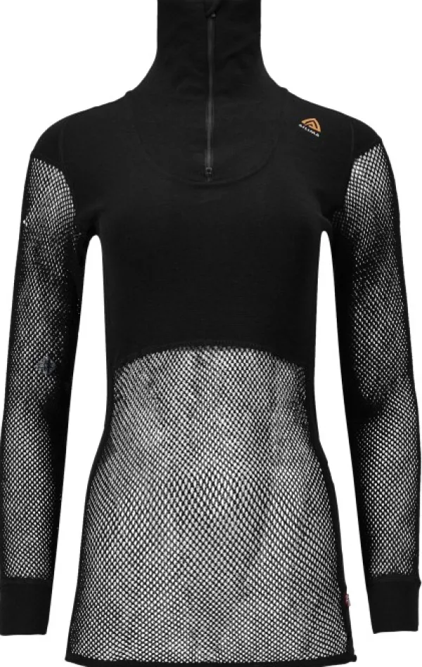 Aclima WoolNet Polo Shirt with Zip Woman Jet Black| Kerrastopaidat