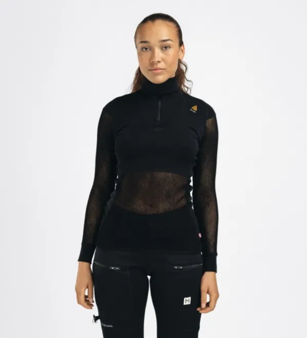 Aclima WoolNet Polo Shirt with Zip Woman Jet Black| Kerrastopaidat