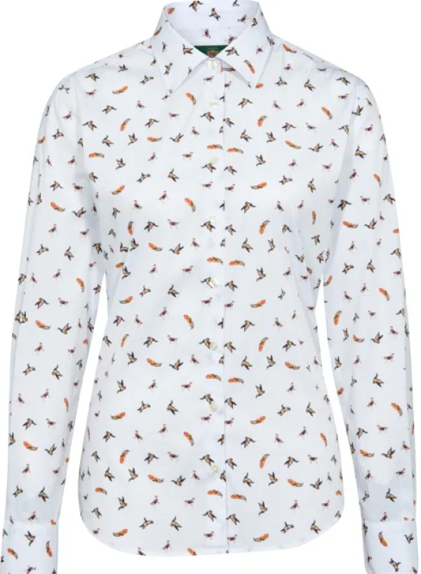 Alan Paine Lawen Printed Cotton Shirt naisten paita, White| Naisten metsästysvaatteet/Naisten Metsästyspaidat