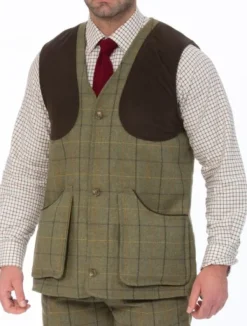 Alan Paine Liivit^M's Rutland Tweed Shooting Waistcoat Dark Moss