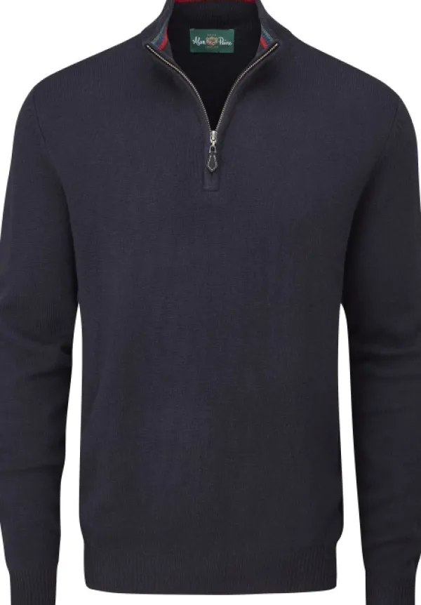 Alan Paine Streetly 1/2 Zip Mock Neck villapaita, Navy| Metsästysliivit/Fleeceliivit