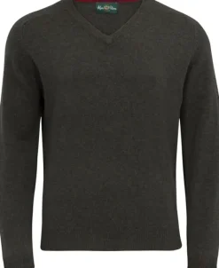 Alan Paine Streetly V-Neck Pullover lampaanvillainen pusero, tummanvihreä| Metsästysliivit/Fleeceliivit
