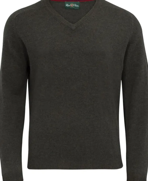 Alan Paine Streetly V-Neck Pullover lampaanvillainen pusero, tummanvihreä| Metsästysliivit/Fleeceliivit