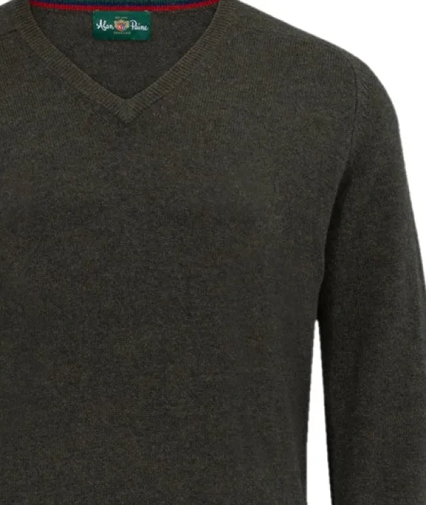 Alan Paine Streetly V-Neck Pullover lampaanvillainen pusero, tummanvihreä| Metsästysliivit/Fleeceliivit