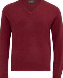 Alan Paine Streetly V-Neck Pullover lampaanvillainen pusero, punainen| Metsästysliivit/Fleeceliivit