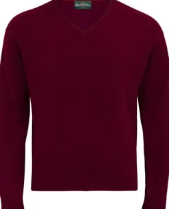 Alan Paine Streetly V-Neck Pullover lampaanvillainen pusero, viininpunainen| Metsästysliivit/Fleeceliivit