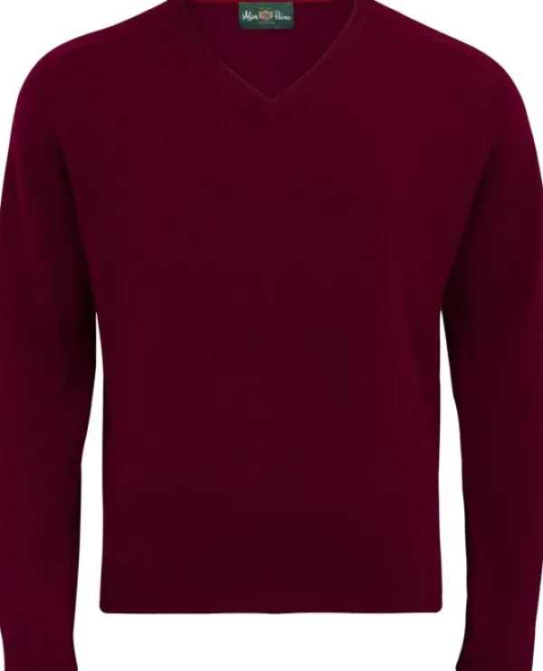 Alan Paine Streetly V-Neck Pullover lampaanvillainen pusero, viininpunainen| Metsästysliivit/Fleeceliivit