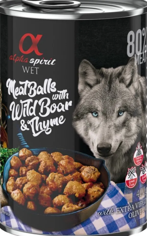Alpha Spirit Meat Balls with Wild Boar and Thyme märkäruoka, 400 g| Koiran Märkäruoka