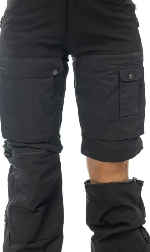 Arrak Outdoor Arrak Flexible Zip Off Pant naisten katkolahjehousut, mustaharmaa| Koiranohjaajan Vaatteet