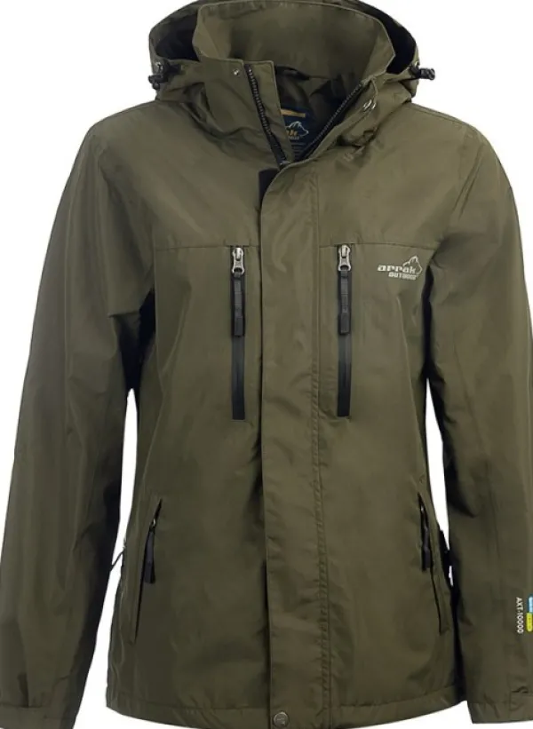Arrak Outdoor Koiranohjaajan Vaatteet^Arrak Rain Jacket naisten sade- ja kuoritakki, oliivi