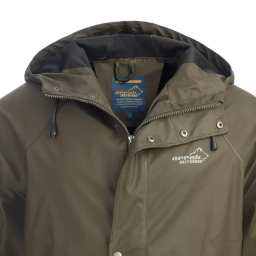 Arrak Outdoor Koiranohjaajan Vaatteet^Arrak Unisex Raincoat pitkä sadetakki, oliivi
