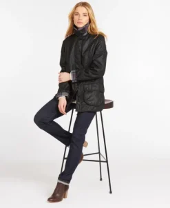 Barbour Beadnell naisten öljykangastakki, musta| Öljykangas- Ja Vahatakit