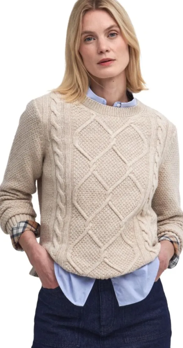 Barbour Pitkähihaiset Paidat^Burne Crew naisten paita, Oatmeal/Hessian Tart