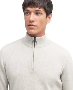 Barbour Cotton Half Zip Knitted Jumper neulepaita, Mist| Pitkähihaiset Paidat