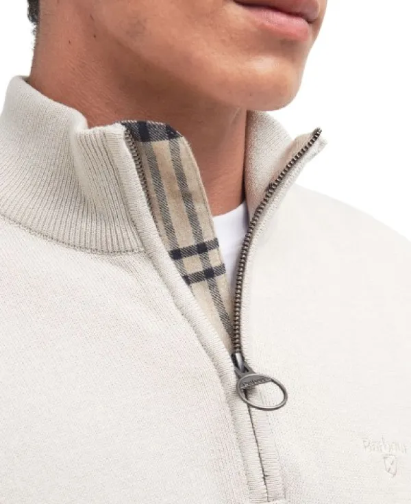 Barbour Cotton Half Zip Knitted Jumper neulepaita, Mist| Pitkähihaiset Paidat