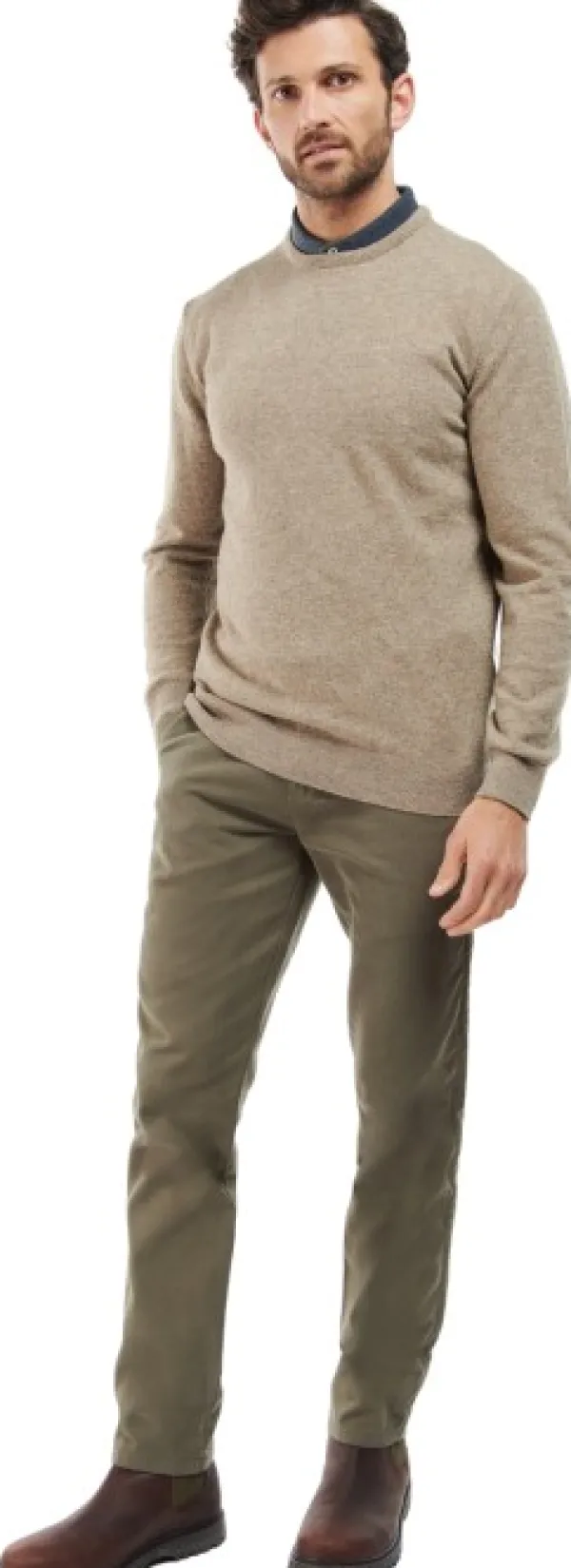 Barbour Pitkähihaiset Paidat^Essential Lambswool Crew Neck lampaanvillapaita, Fossil