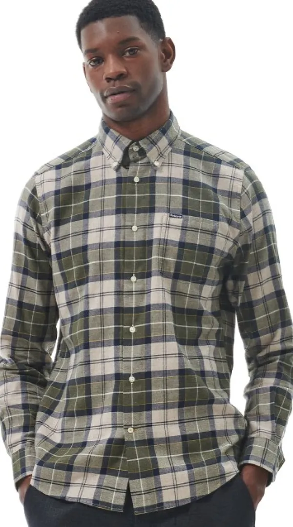Barbour Flanelli- Ja Kauluspaidat^Fortrose Tailored Shirt puuvillapaita, Forest Mist