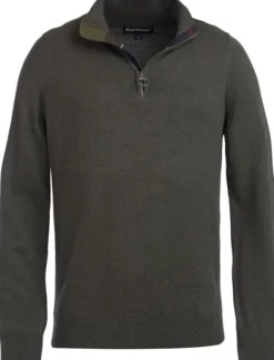 Barbour Pitkähihaiset Paidat^M's Cotton Half Zip Olive Marl