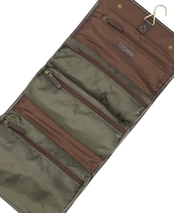 Barbour Tartan Hang Washbag toilettilaukku, Olive| Toilettilaukut
