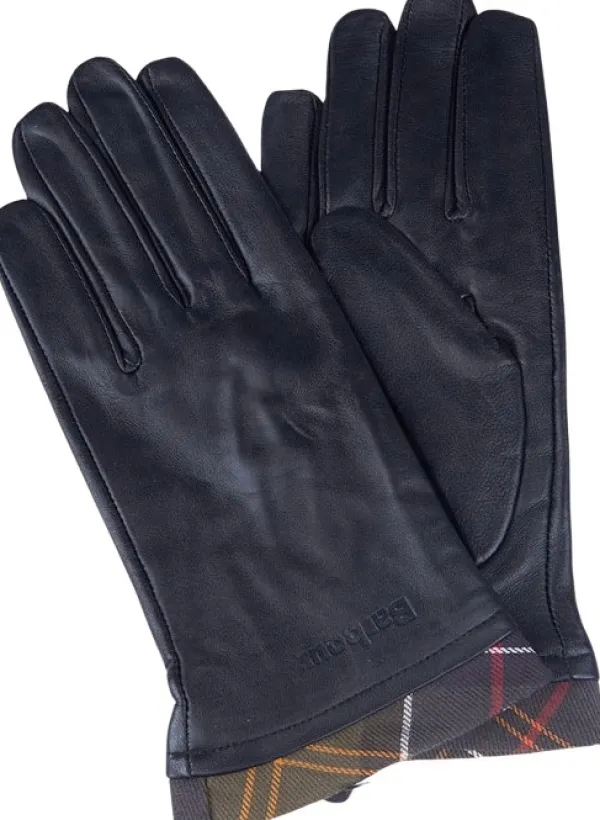 Barbour Käsineet/Hanskat^Tartan Leather Glove naisten käsine, Black