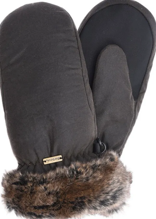 Barbour Wax with Fur Trim Mittens naisten kintaat, maastonvihreä| Metsästyskäsineet