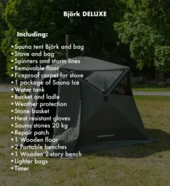 Bast Sauna Teltat/Telttatarvikkeet^Björk Delux Bastutält & Kamin 8-10 p