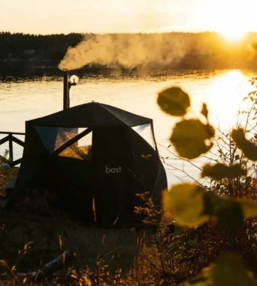 Bast Sauna Teltat/Telttatarvikkeet^Björk Delux Bastutält & Kamin 8-10 p