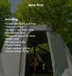 Bast Sauna Teltat/Telttatarvikkeet^Björk Plus Bastutält & Kamin 8-10 p