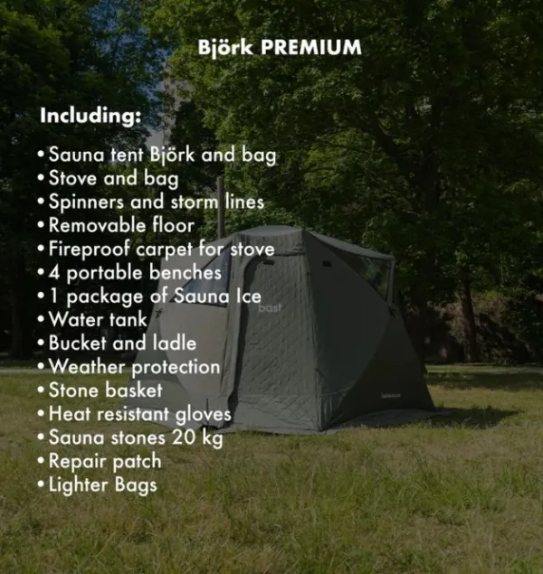 Bast Sauna Teltat/Telttatarvikkeet^Björk Premium Bastutält & Kamin 8-10 p