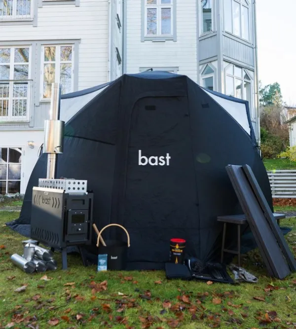 Bast Sauna Teltat/Telttatarvikkeet^Björk Premium Bastutält & Kamin 8-10 p