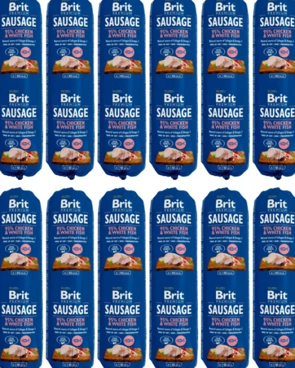 Brit Premium Koiranmakkarat^Chicken & White Fish -koiranmakkara 12 x 800 g