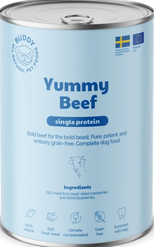 Buddy Yummy Beef koiran märkäruoka, 400g| Koiran Märkäruoka