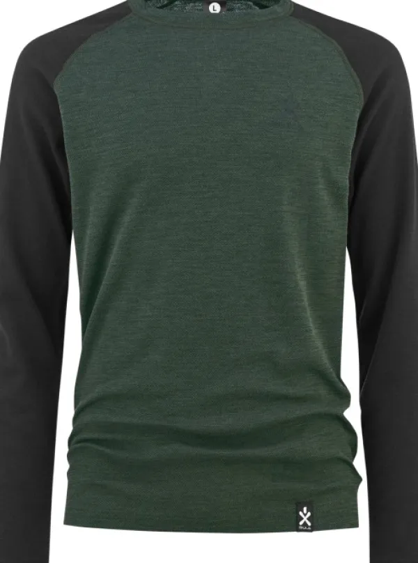 Bula Kerrastopaidat^Norm Merino Wool Crew kerrastopaita, musta/vihreä