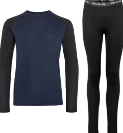 Bula Norm Merino Wool Crew + Pant Junior lasten kerrasto, Navy/Black| Lasten Alusasut Ja Kerrastot