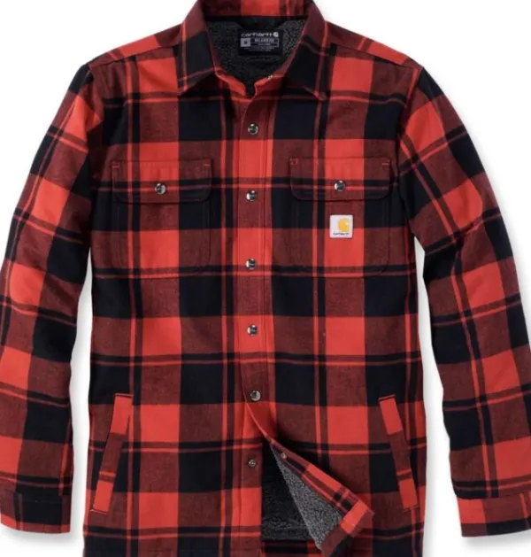 Carhartt Workwear Carhartt Flannel Sherpa-Lined Shirt Jacket flanellipaita, punainen| Flanelli- Ja Kauluspaidat