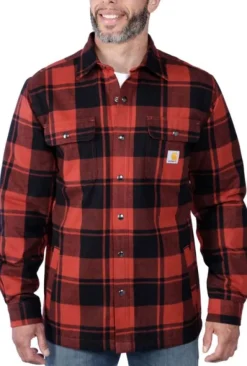 Carhartt Workwear Carhartt Flannel Sherpa-Lined Shirt Jacket flanellipaita, punainen| Flanelli- Ja Kauluspaidat