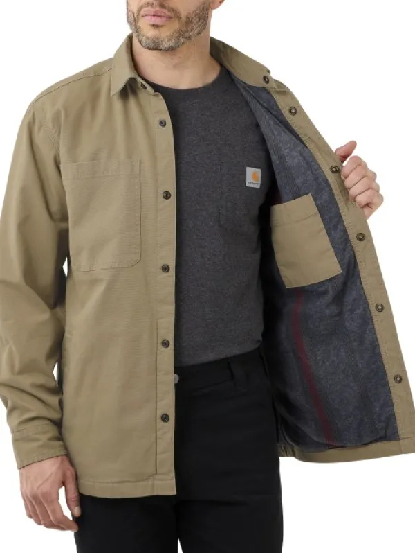 Carhartt Workwear Carhartt Fleece Lined Snap Front Shirt Jacket vuorillinen paita, ruskea| Flanelli- Ja Kauluspaidat
