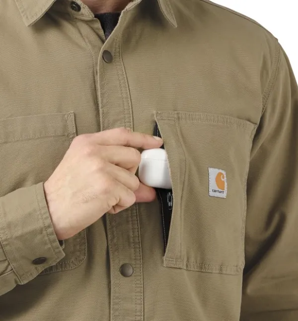 Carhartt Workwear Carhartt Fleece Lined Snap Front Shirt Jacket vuorillinen paita, ruskea| Flanelli- Ja Kauluspaidat